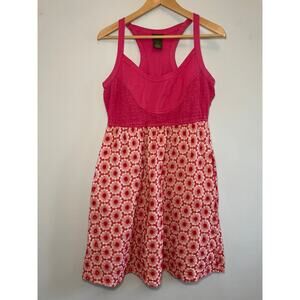 Fei Women’s Size 12 Pink Floral Embroidered Racerback Midi Dress Made in India
